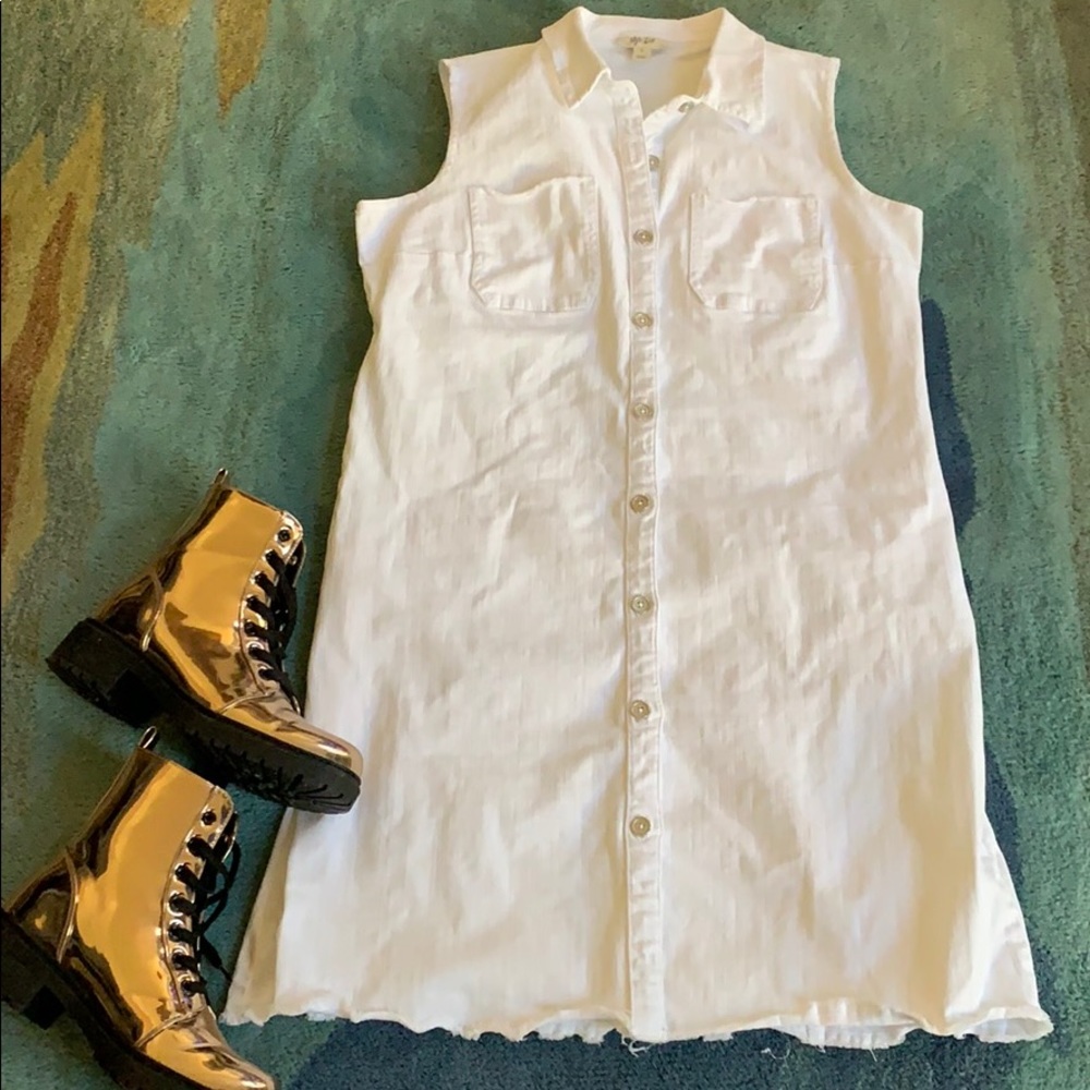 White Denim Button Down Dress (14)